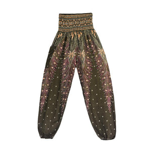 Boho Peacock Pocket Wide Leg Yoga Pants For Women - GetComfyShoes