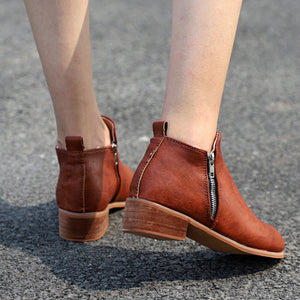 Daily ankle boots for women zipper block heel casual short boots