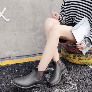 Women low heel short ankle antiskid rain chelsea boots