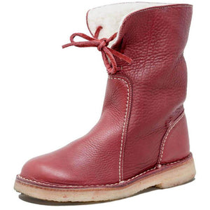 Cotton lining winter boots for women lace-up snow boots
