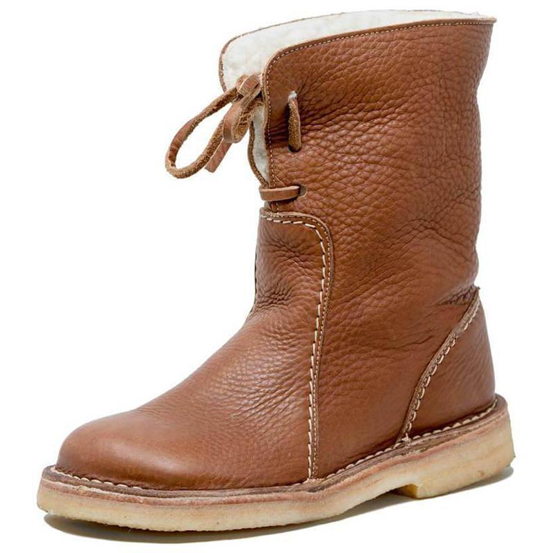 Cotton lining winter boots for women lace-up snow boots