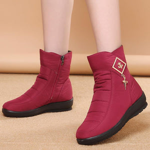 Women winter waterproof faux fur keep warm ankle snow boots