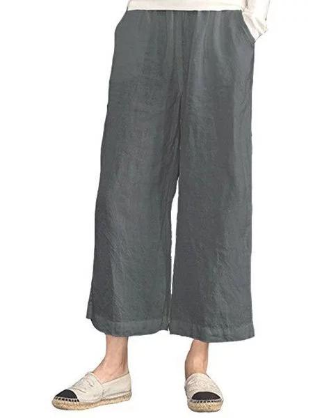 Casual Plain Shift Linen Pants Women - GetComfyShoes