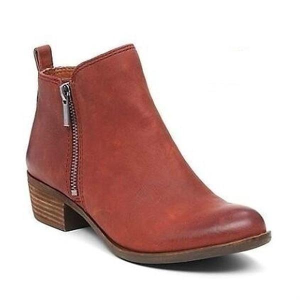 Daily ankle boots for women zipper block heel casual short boots