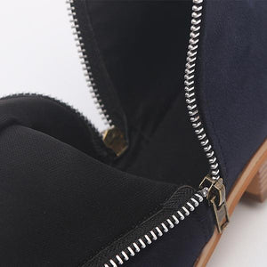 Autumn winter shoes ankle boots square chunky low heels booties - GetComfyShoes