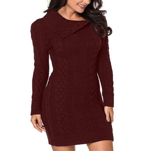 Women cable knit dressy turn-down neck pullover sweater