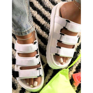 Women peep toe casual slip on velcro platform sandals