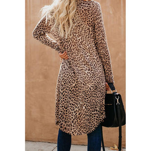 Women printed v neck long sleeve knitted long cardigan