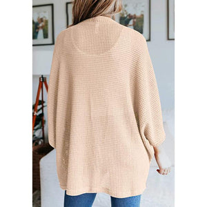 Women casual bubble half sleeve solid color knitted cardigan