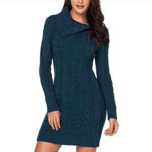 Women cable knit dressy turn-down neck pullover sweater