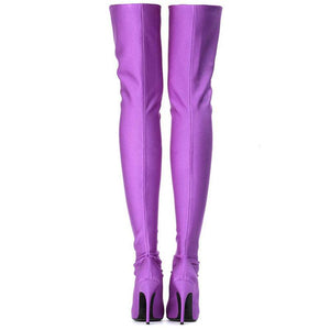 Women fashion solid color stiletto high heel pointed toe over the knee boots