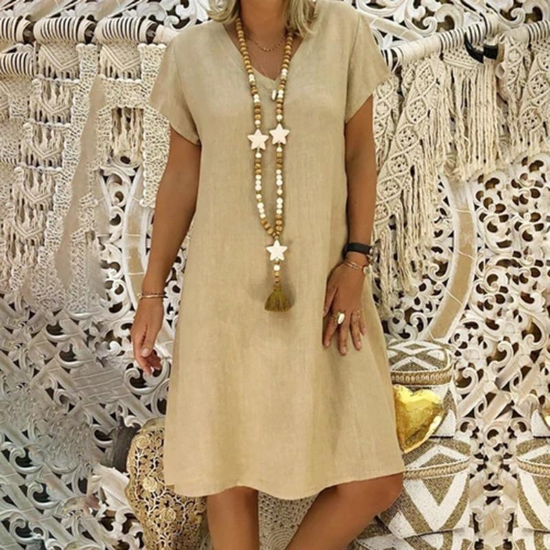 V-neck Short Sleeve Mini Dress