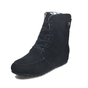 All seasons suede combat boots lace-up ankle boots for women round toe combat boots