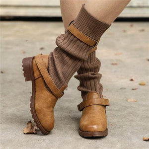 Winter sweater paneled boots vintage mid calf boots for women