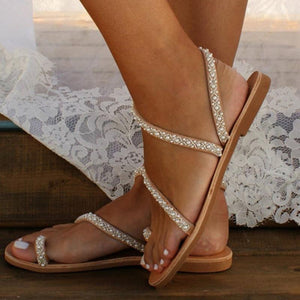 Boho Handmade Pearl Beach Sandals Bridal For Women - GetComfyShoes