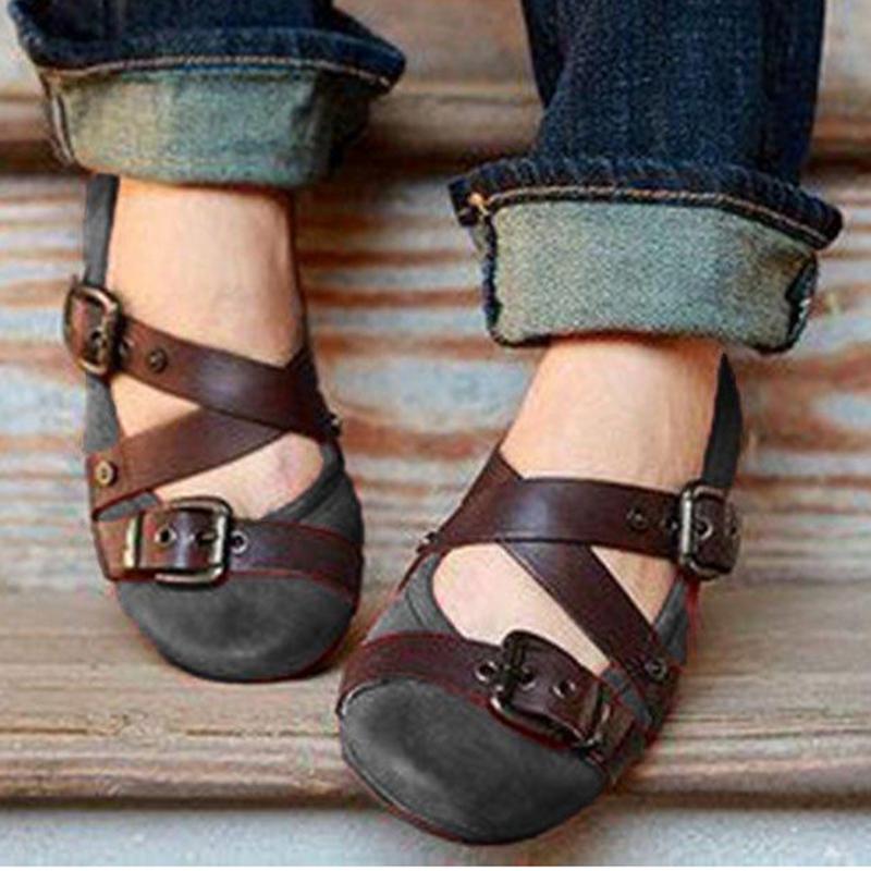 Buckle Strap Casual Flat Loafers - GetComfyShoes