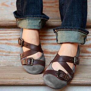 Buckle Strap Casual Flat Loafers - GetComfyShoes