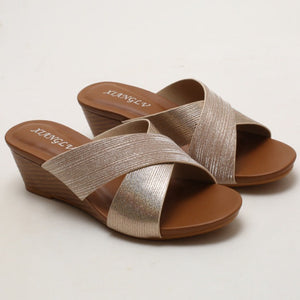 Criss cross glitter slippers summer casual slip on wedges