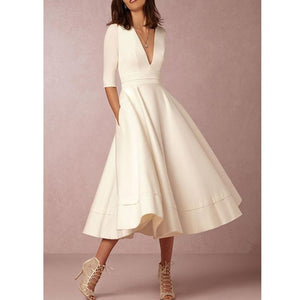 Daily 3/4 Sleeve Paneled Prom Dress - GetComfyShoes