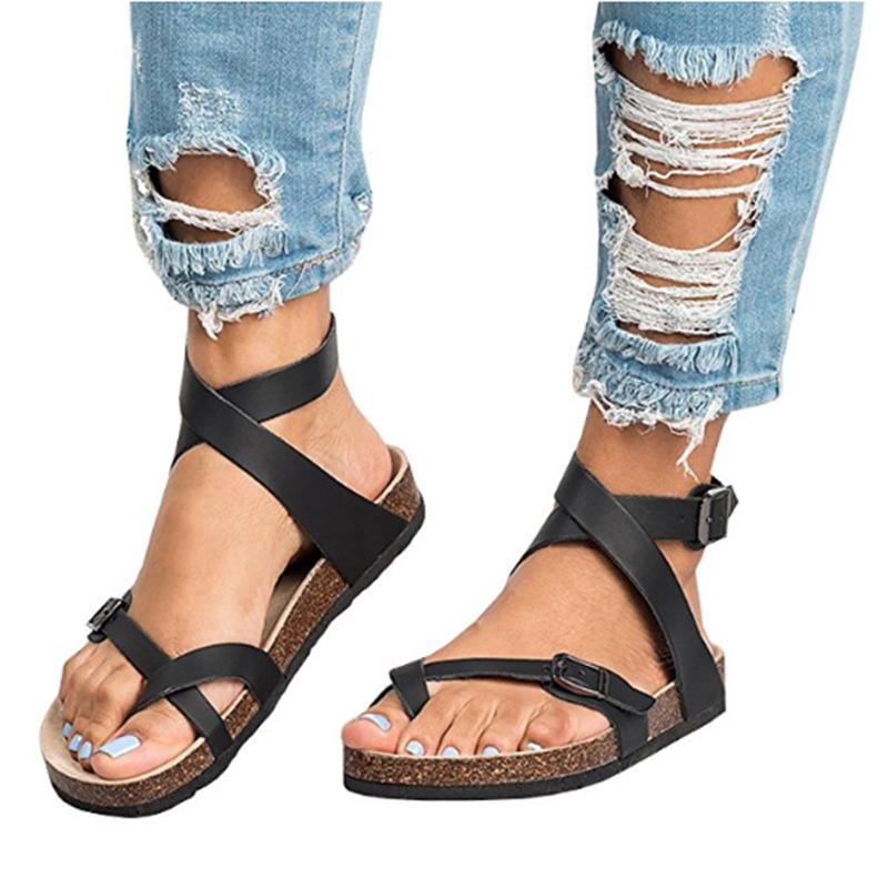 Cross Band Clip Toe Buckle Sandals - GetComfyShoes