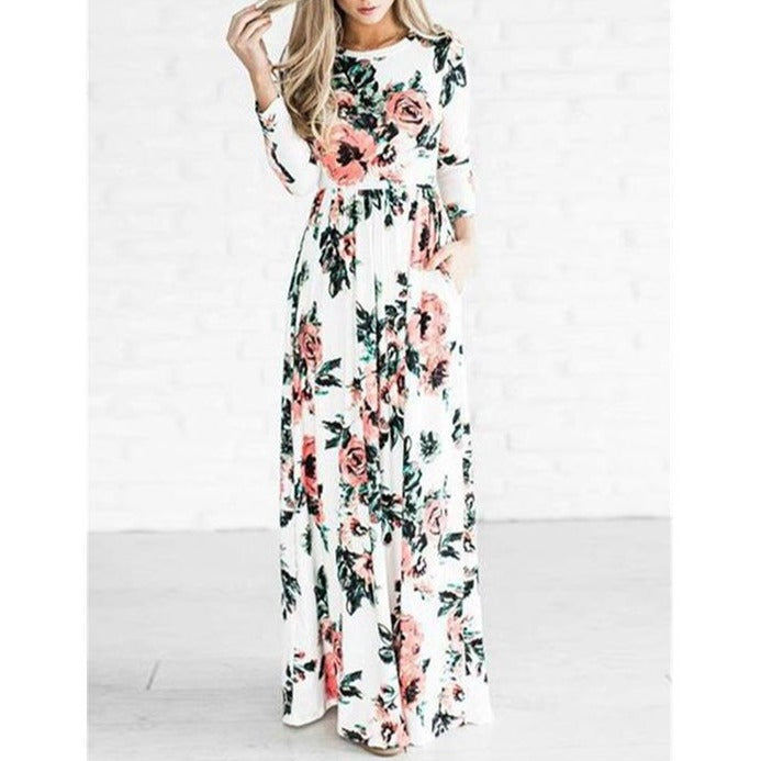 Floral Print Maxi Dress - GetComfyShoes