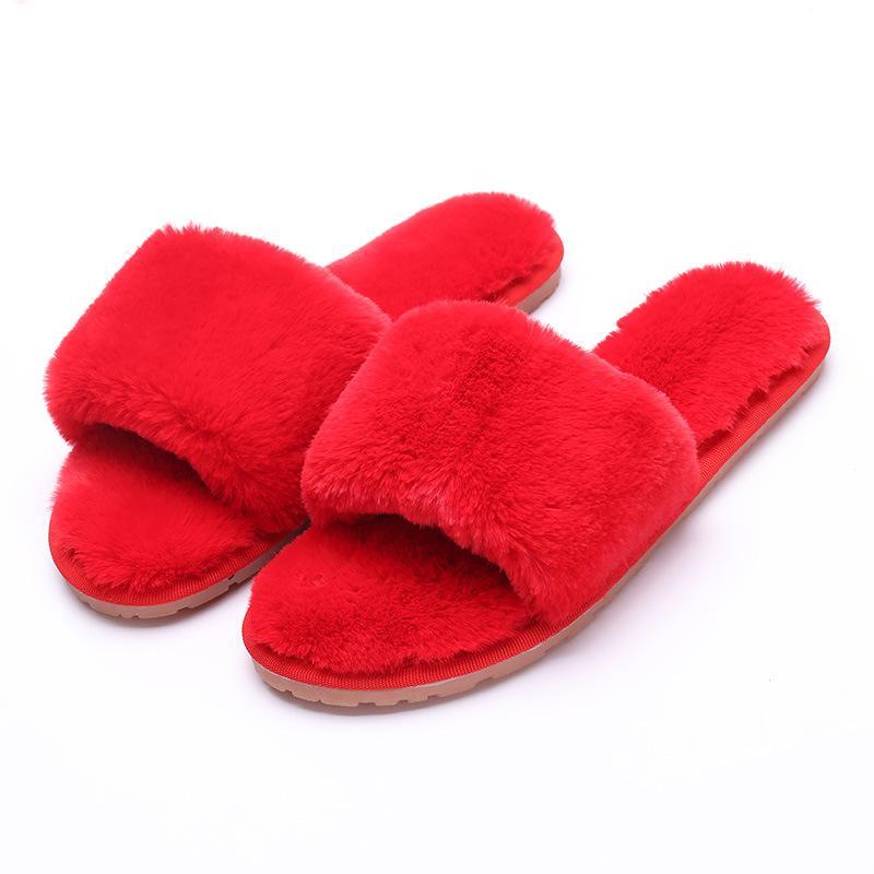 Fur Keep Warm Low Heel House Slippers For Women - GetComfyShoes