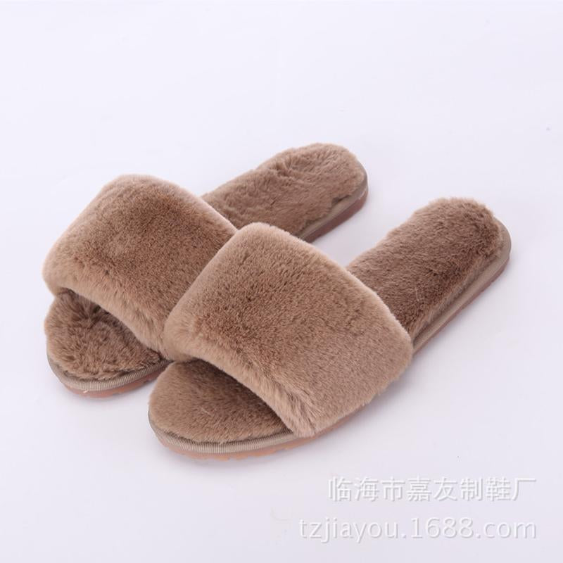 Fur Keep Warm Low Heel House Slippers For Women - GetComfyShoes