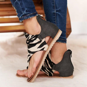 New Fashion Leopard Soft Comfy Thongs Gladiator Flat Sandals - fashionshoeshouse