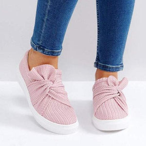 Women's bowknot slip on sneakers cute slip on shoes
