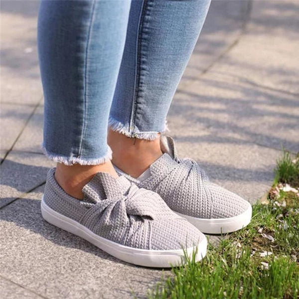 Womens knitted twist deals slip on sneakers