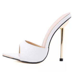 Women summer casual snakeskin peep toe stiletto high heels