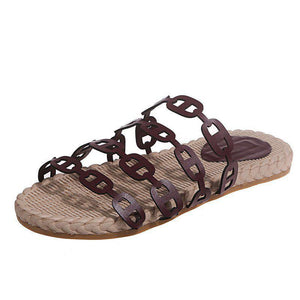 Women open toe black strap 
summer slide sandals