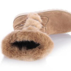 Women winter fashion cute mid calf faux fur snow boots