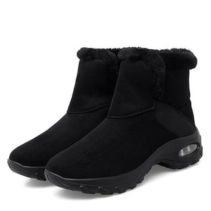 Women winter faux fur chunky heel platform short snow boots