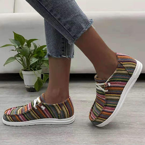 Women flat printed canvas shoes slip on sneaker