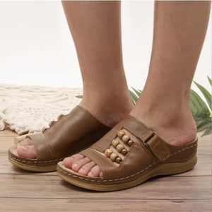 Women rhinestone summer hollow peep toe slide wedge sandals