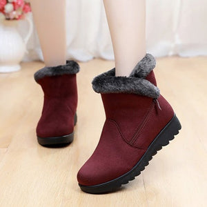 Fur lining anti-slip winter boots for women fur warm ankle boots with zipper