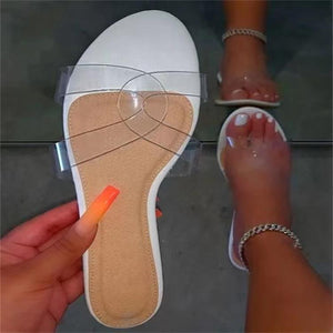 Women summer jelly strap flat 
slide sandals