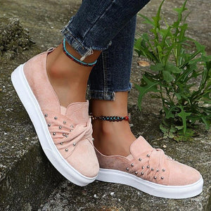 Women casual rhinestone bowknot flat heel slip on sneaker