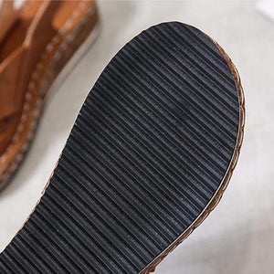 Women peep toe stitching ankle strap chunky heel flatform sandals