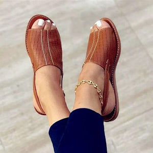 Women peep toe flat summer 
ankle strap sandals