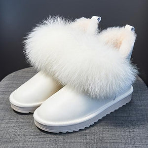 Women short slip on faux fur winter snow boots