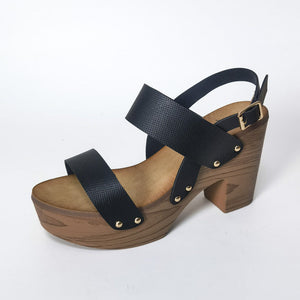 Women hollow peep toe buckle strap slingback chunky platform sandals