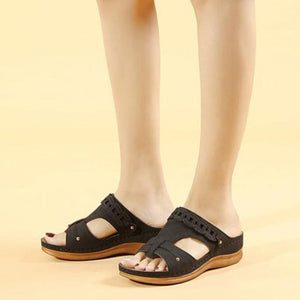 Women peep toe thick sole hollow breathable slide sandals