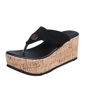 Women summer beach flip flop slide wedge sandals