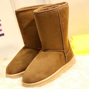 Women winter warm faux fur mid calf thick sole snow boots