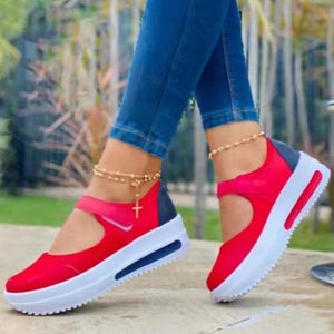 Women casual slip on ankle strap platform velcro shoes