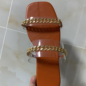 Women's clear strap rhinestone slide sandals