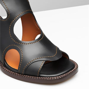 Women summer peep toe buckle ankle strap hollow chunky sandals
