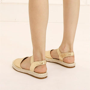 Women round toe ankle strap slip on espadrille flat sandals